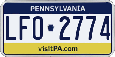 PA license plate LFO2774