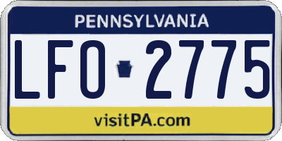 PA license plate LFO2775