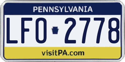 PA license plate LFO2778