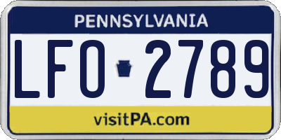 PA license plate LFO2789