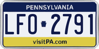 PA license plate LFO2791