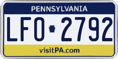 PA license plate LFO2792