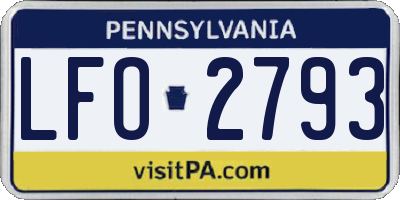 PA license plate LFO2793