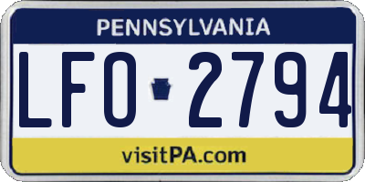 PA license plate LFO2794