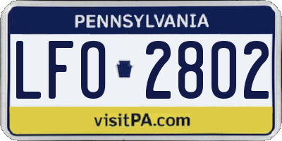 PA license plate LFO2802