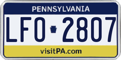 PA license plate LFO2807
