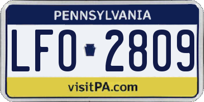 PA license plate LFO2809