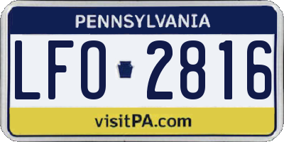 PA license plate LFO2816