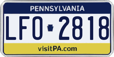 PA license plate LFO2818