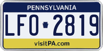 PA license plate LFO2819