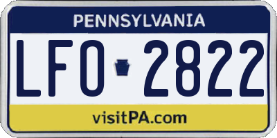 PA license plate LFO2822
