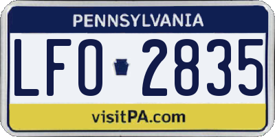 PA license plate LFO2835