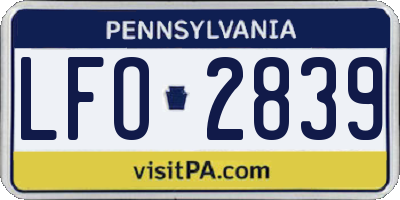 PA license plate LFO2839