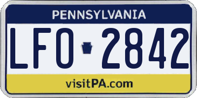 PA license plate LFO2842