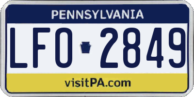 PA license plate LFO2849
