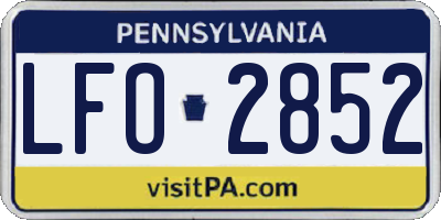 PA license plate LFO2852