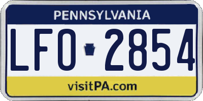 PA license plate LFO2854