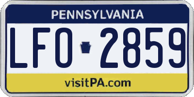 PA license plate LFO2859
