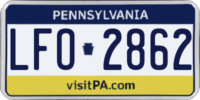 PA license plate LFO2862