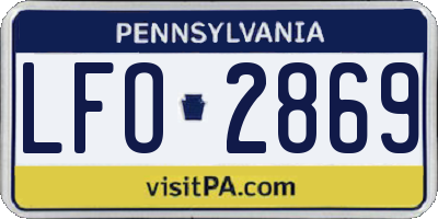 PA license plate LFO2869
