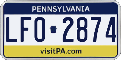 PA license plate LFO2874