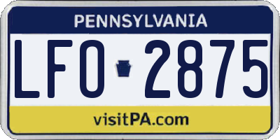 PA license plate LFO2875
