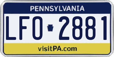 PA license plate LFO2881