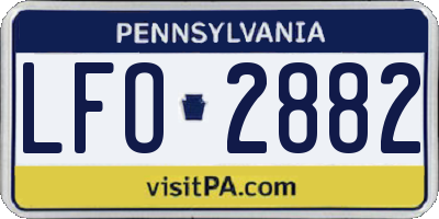 PA license plate LFO2882