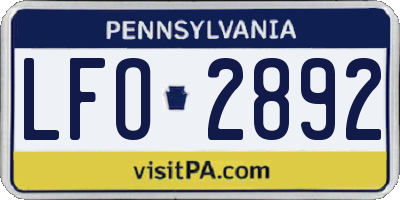 PA license plate LFO2892