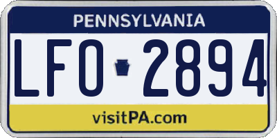 PA license plate LFO2894