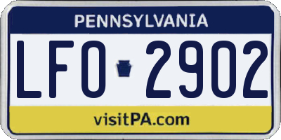 PA license plate LFO2902