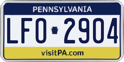 PA license plate LFO2904