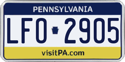 PA license plate LFO2905