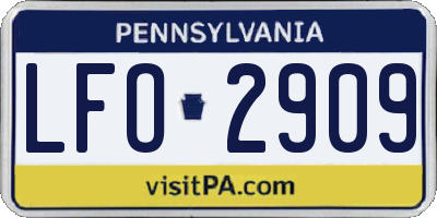 PA license plate LFO2909