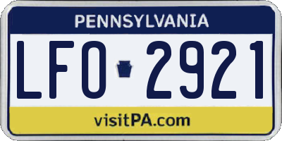 PA license plate LFO2921