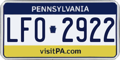 PA license plate LFO2922