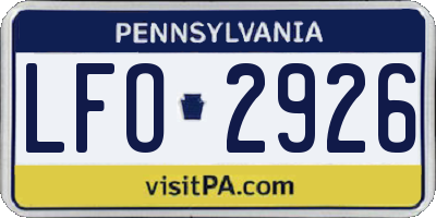 PA license plate LFO2926