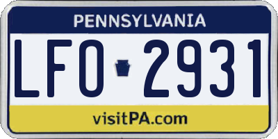 PA license plate LFO2931