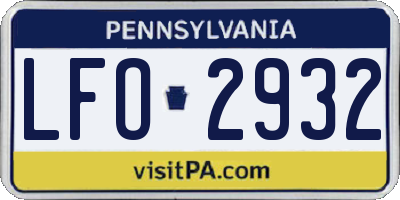 PA license plate LFO2932