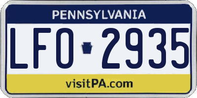 PA license plate LFO2935