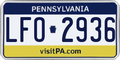 PA license plate LFO2936