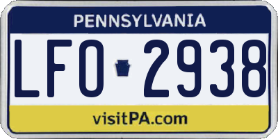 PA license plate LFO2938
