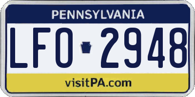 PA license plate LFO2948