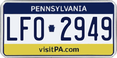 PA license plate LFO2949