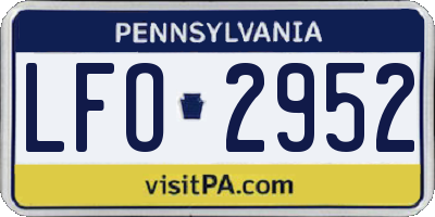 PA license plate LFO2952