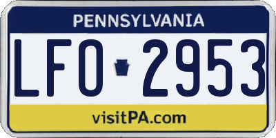 PA license plate LFO2953
