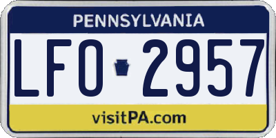 PA license plate LFO2957