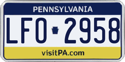 PA license plate LFO2958