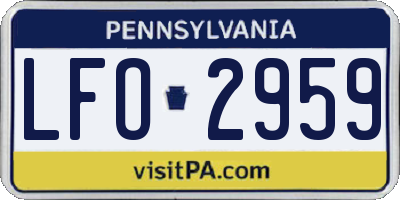 PA license plate LFO2959