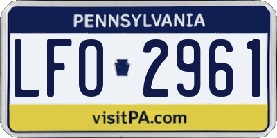 PA license plate LFO2961